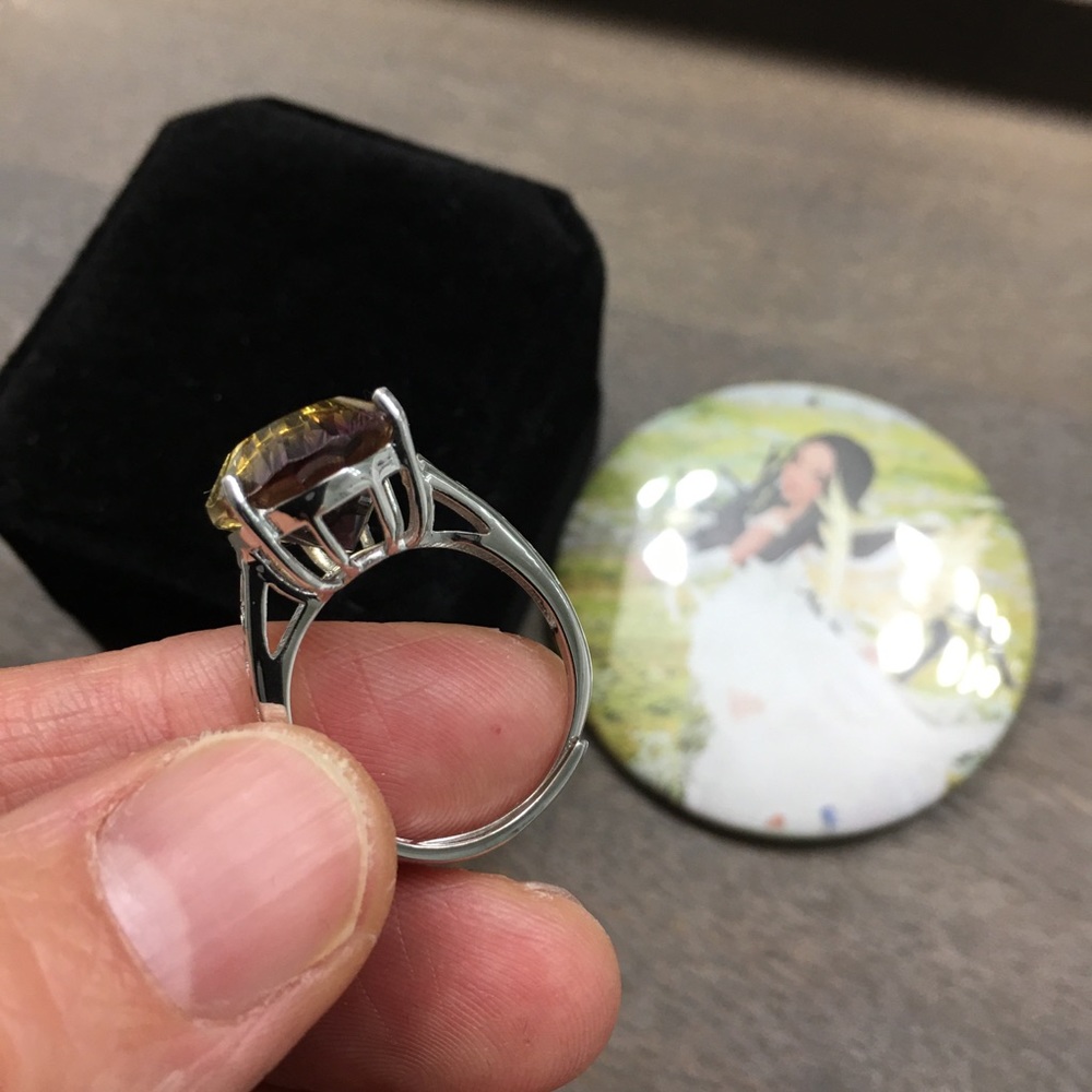 Certified 14.2 CT Ametrine Solid Silver Ring - Picture 3 of 16